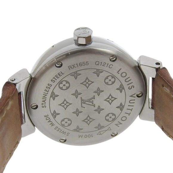LOUIS VUITTON Tambour Watches Q121C whiteDial Stainless Steel/leather Quartz - Picture 6 of 8